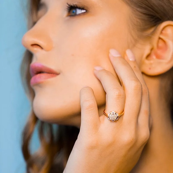 Flower Zircon wedding Rings Crystals Rose Gold - Picture 3 of 8